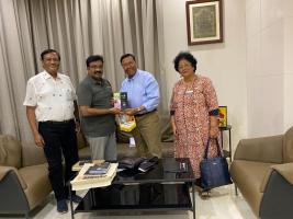Bichitra (second from right) meets fellow Rotary fundraising partners on a recent trip to India.